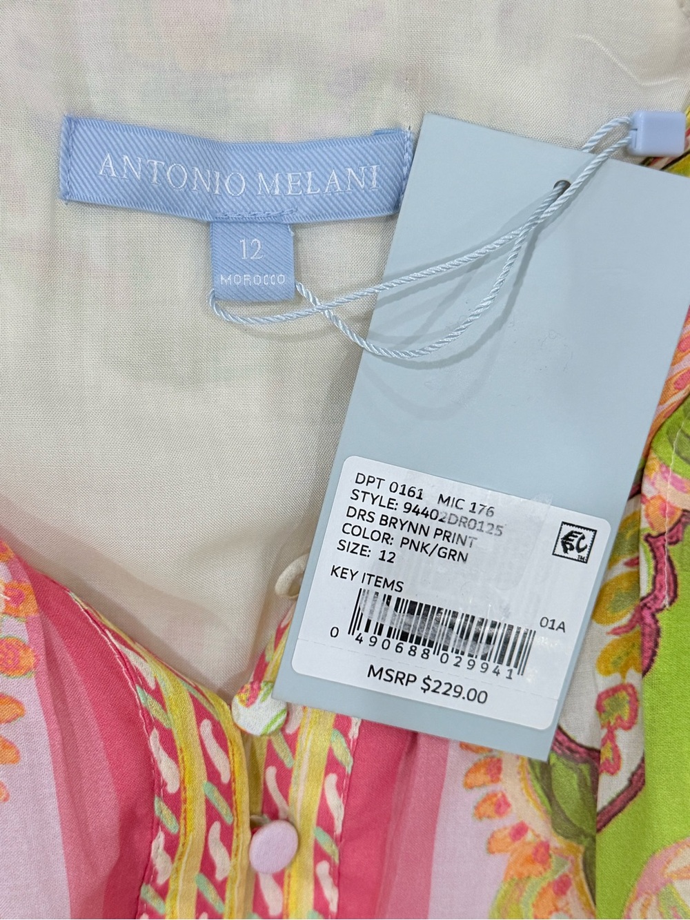 Antonio Melani Brynn Floral Mock Neck Long Sleeve Belted Dress Pink Green NWT - Picture 13 of 14